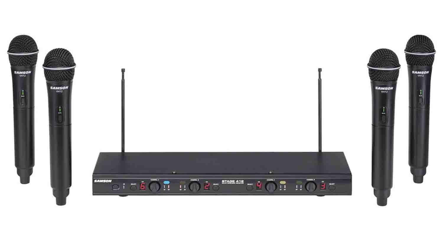 Samson SWS412HH-E, Stage 412 Frequency Agile Quad-Channel Handheld VHF Wireless System - 173 to 198 MHz - Hollywood DJ