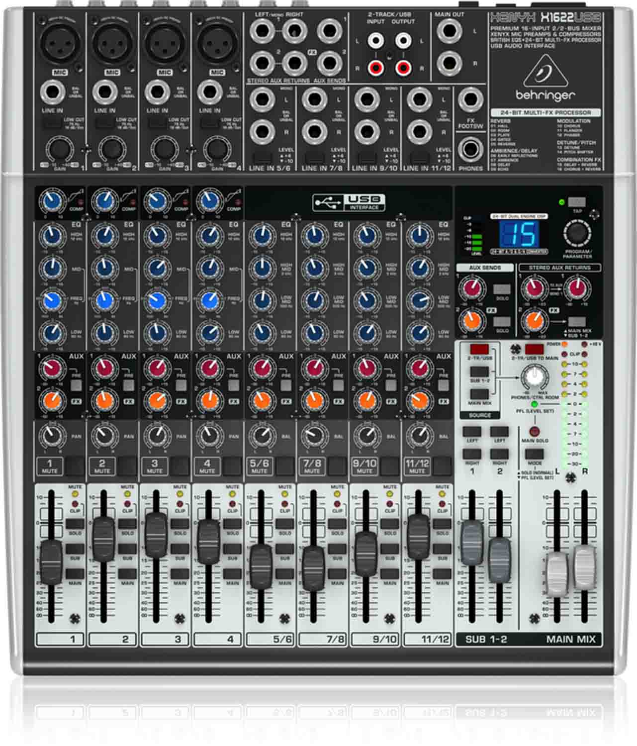 Behringer X1622USB, 16-Input 2/2-Bus Mixer with USB/Audio Interface - Hollywood DJ