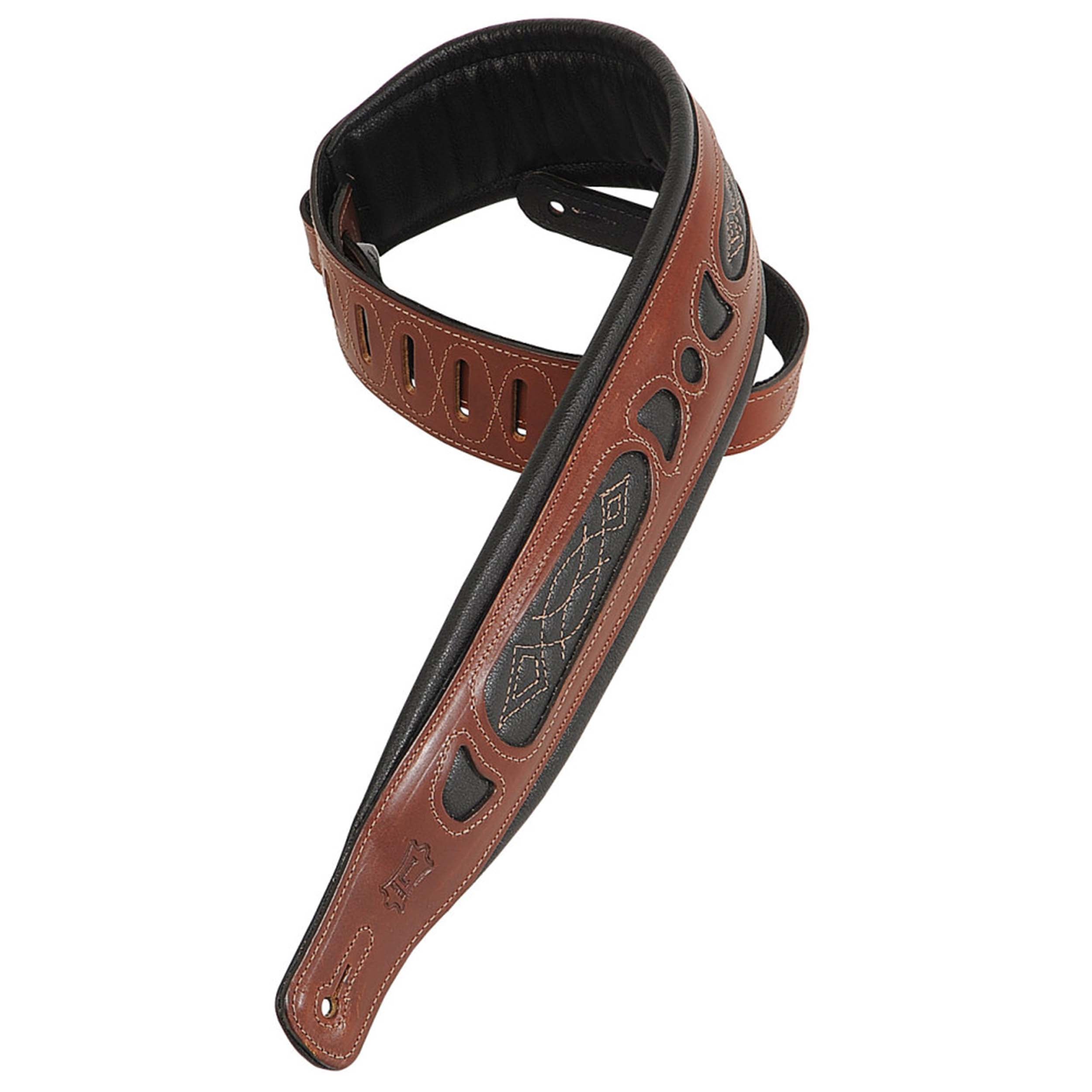 Levy's Leathers PM31-WAL 3″ Wide Walnut Veg-Tan Leather Guitar Strap - Walnut - Hollywood DJ