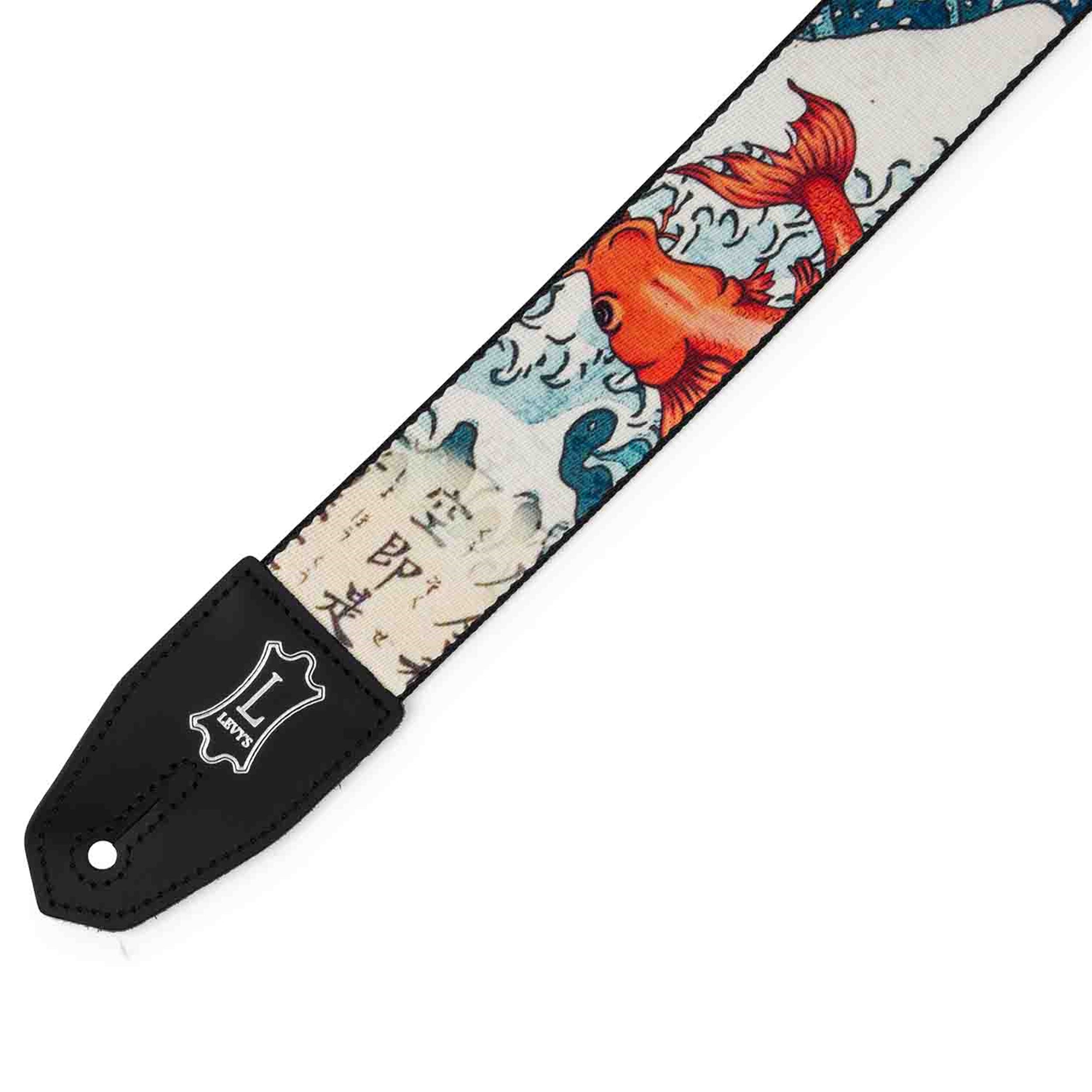 Levy's Leathers MPRH-16 Right Height 2” Wide Polyester Guitar Strap with Koi Fish and Wave Motif - Hollywood DJ