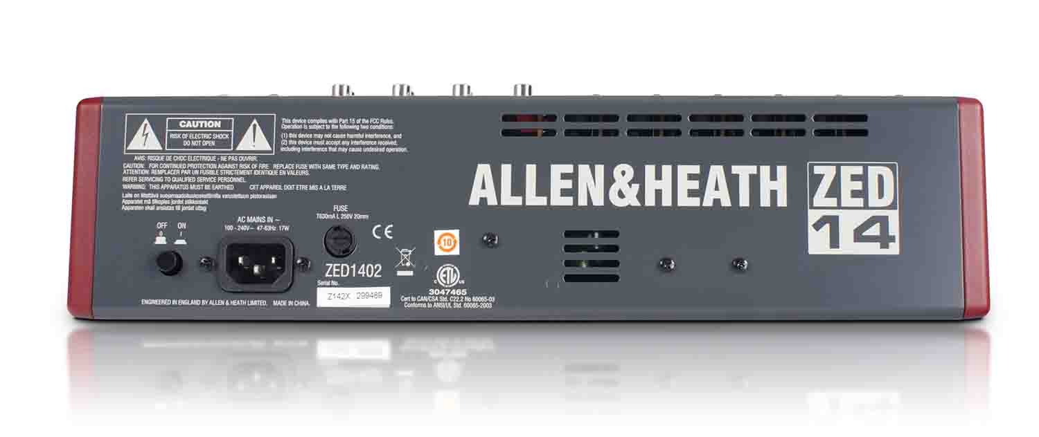 Allen & Heath ZED-14 Multipurpose 14-Channel Mixer with USB Audio Interface - Hollywood DJ