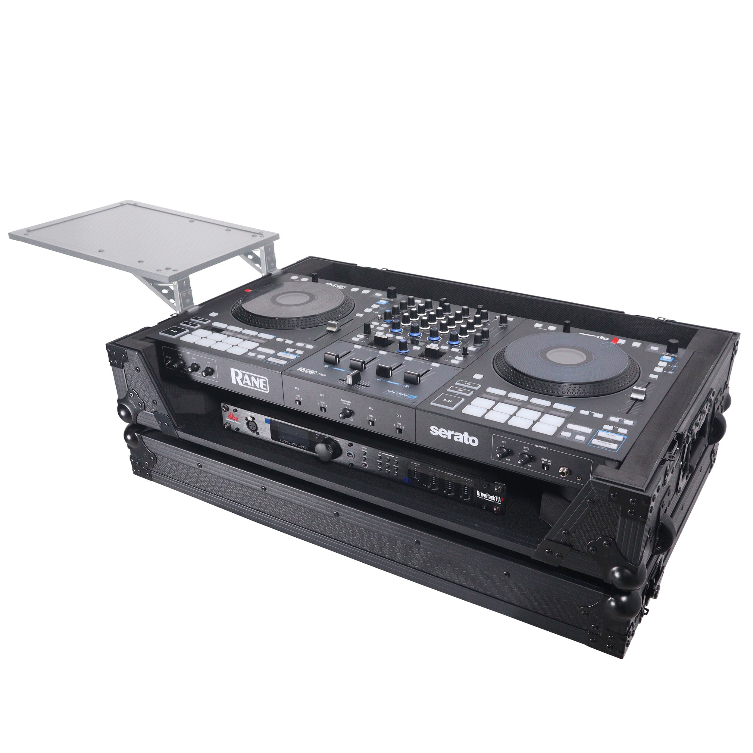 ProX XS-RANEFOURWBL, ATA Flight Style Road Case for RANE Four DJ Controller with 1U Rack Space and Wheels - Black Finish ProX Cases