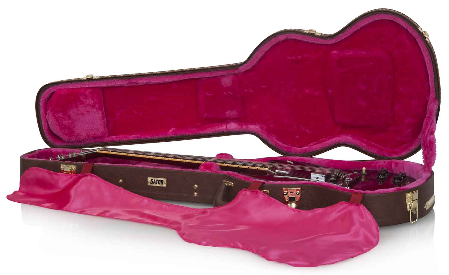 Gator Cases GW-SG-BROWN Deluxe Wood Case for Electric Solid Guitar - Brown - Hollywood DJ