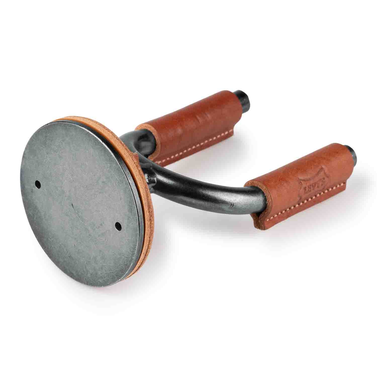 Levy's Leathers LVY-FGHNGR-SMTN Forged Guitar Hanger with Tan Leather - Hollywood DJ