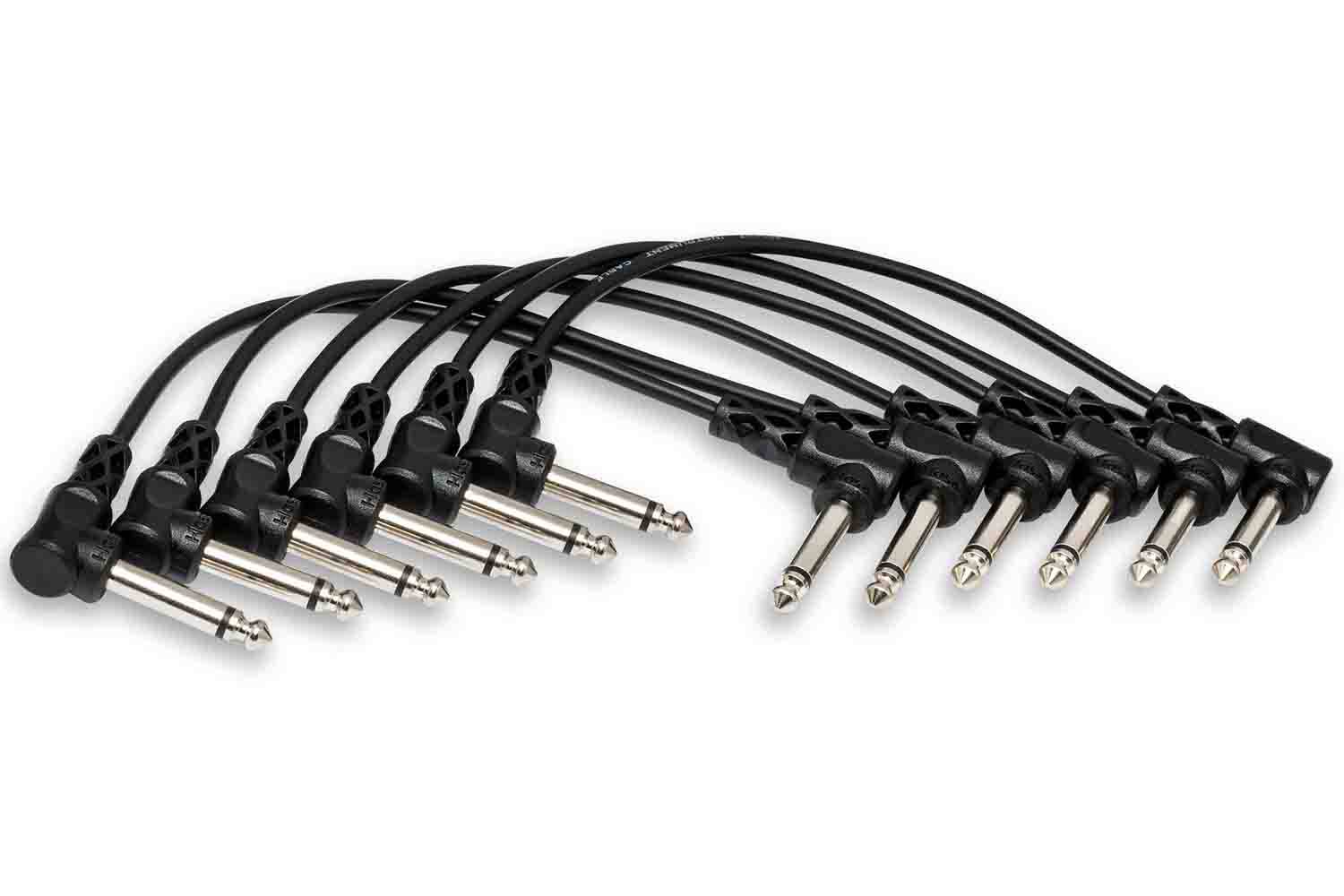 Hosa CFS-606 Molded Right-Angle Guitar Patch Cable, 6 inch (6 pack) - Hollywood DJ