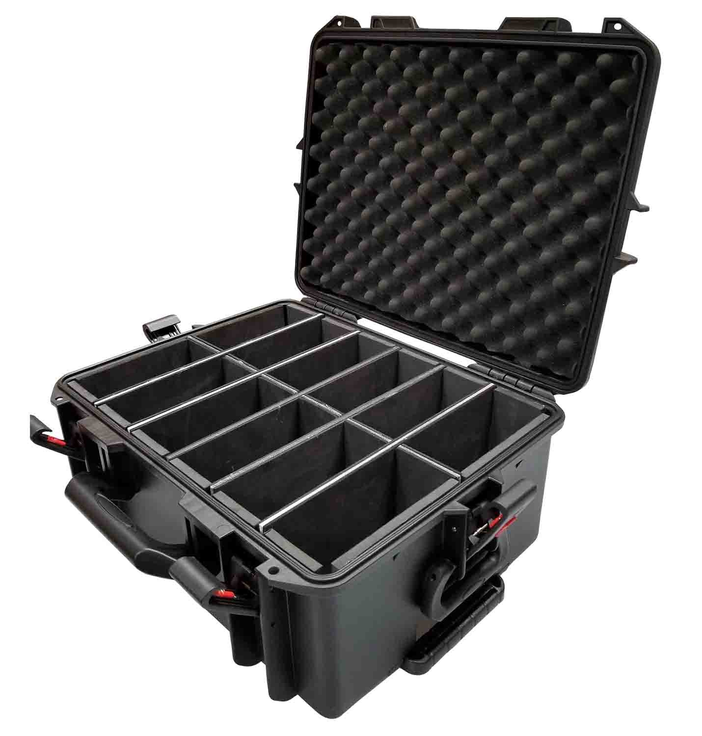 ProX XM-MAXI12 VaultX Watertight Case for 12 ApeLabs MAXI Lights with Extendable Handle and Wheels - Hollywood DJ