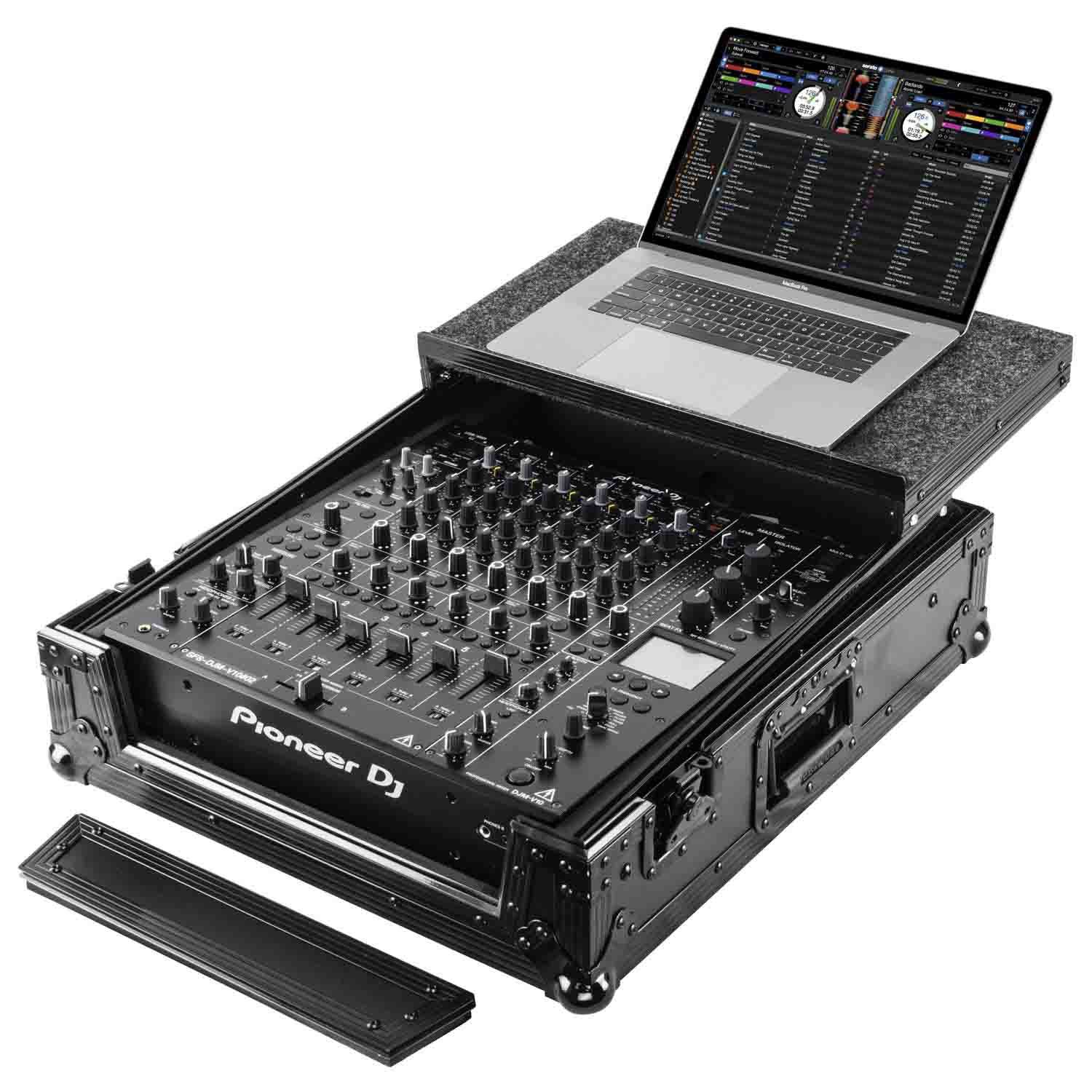 Odyssey FZGSDJMV10BL Pioneer DJM-V10 ATA Flight Case with Glide Laptop Platform - Black - Hollywood DJ