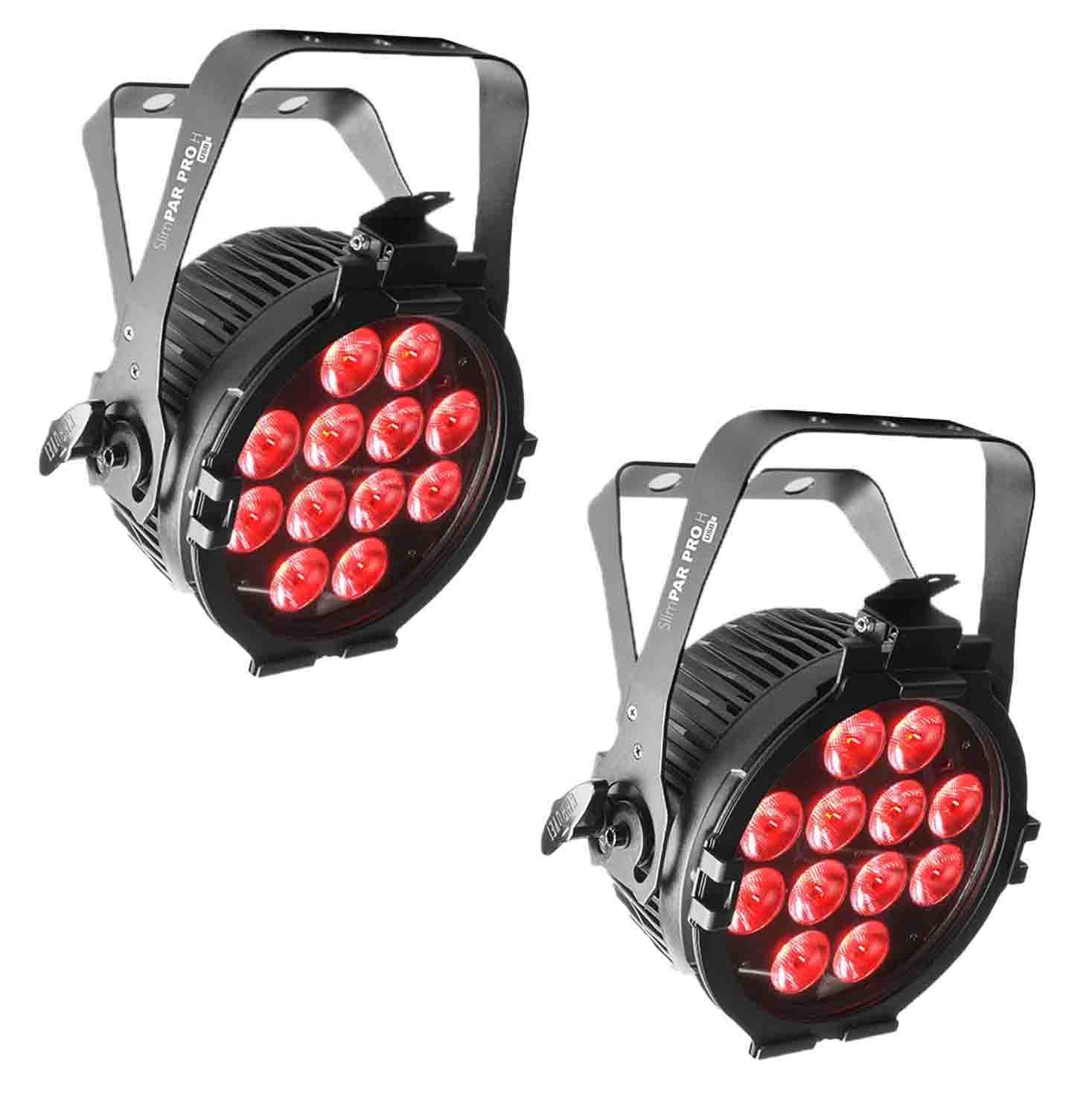 2 Pack of Chauvet DJ SlimPAR Pro H USB, Low-Profile RGBAW+UV LED Light