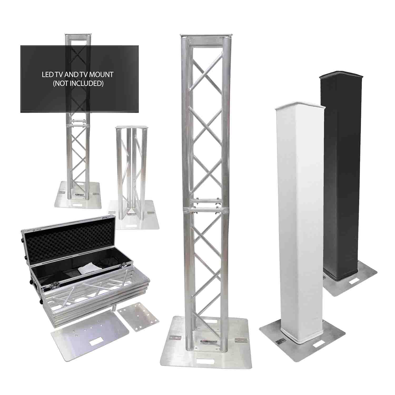ProX XT-FTP328-656-C 6.56ft or 3.28ft Flex Tower Totem Package with Road Case - Hollywood DJ