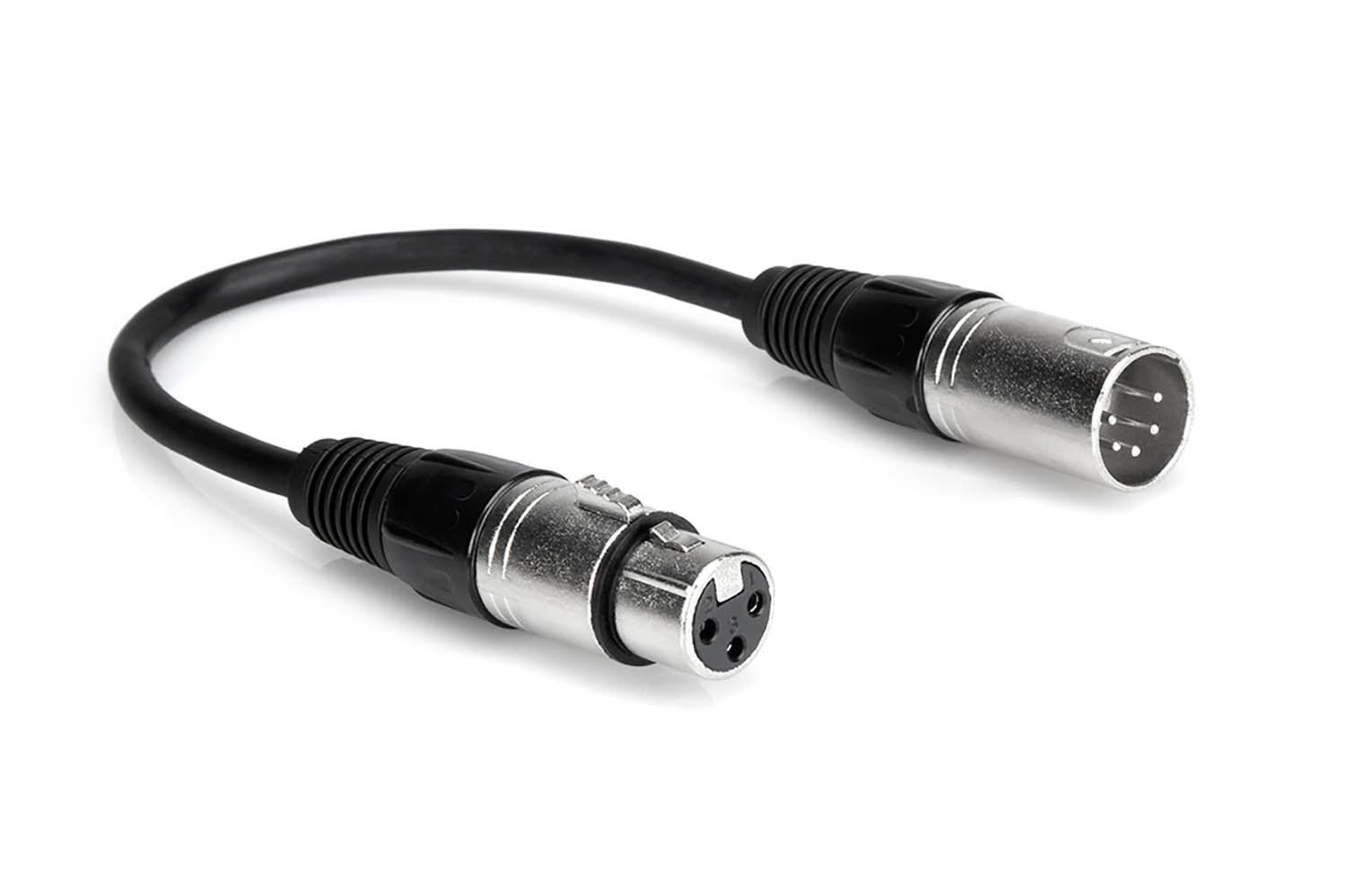 Hosa DMX-106 DMX512 Adaptor, XLR5M to XLR3F (6 Inch) - 2 Pack Hosa