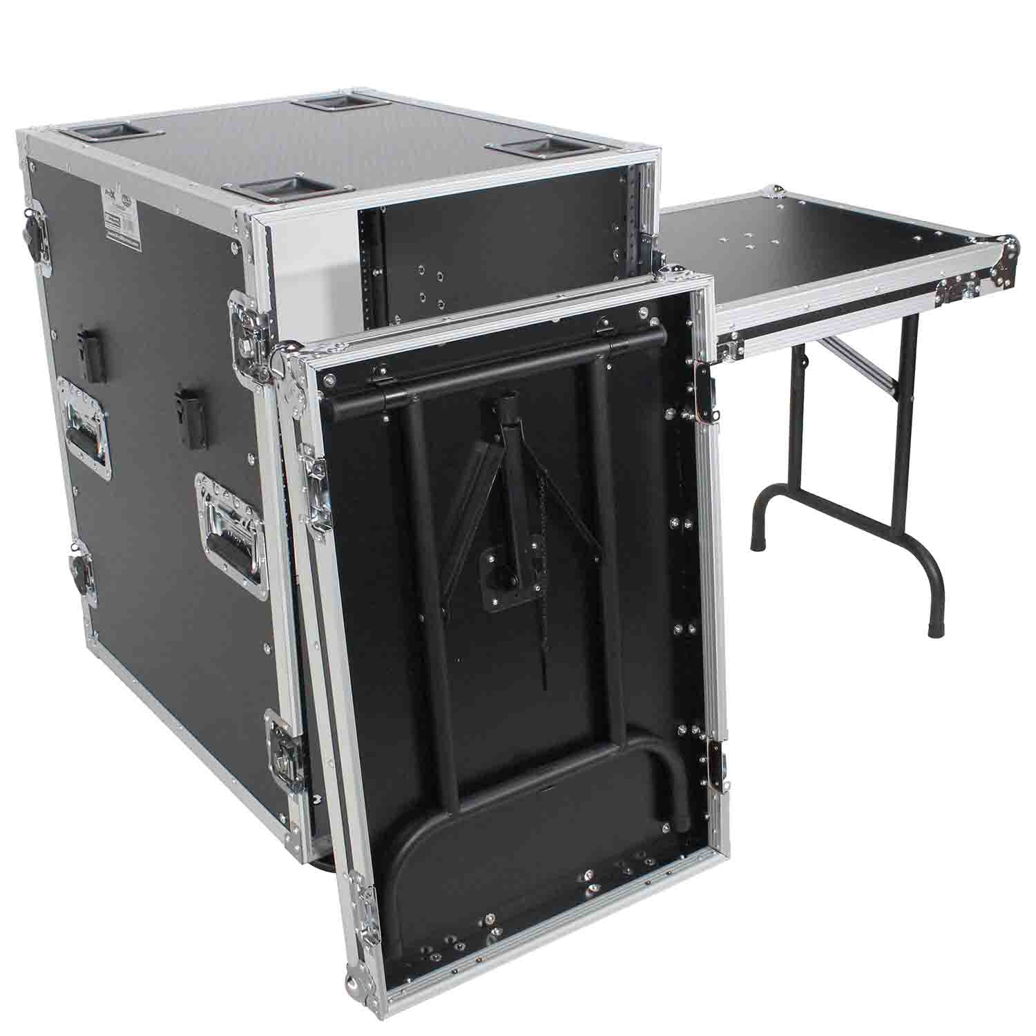 ProX T-16RSS24WDST, 16U Space Amp Rack Mount ATA Flight Case Incl. 2x Side Tables and Casters - 24" Depth - Hollywood DJ