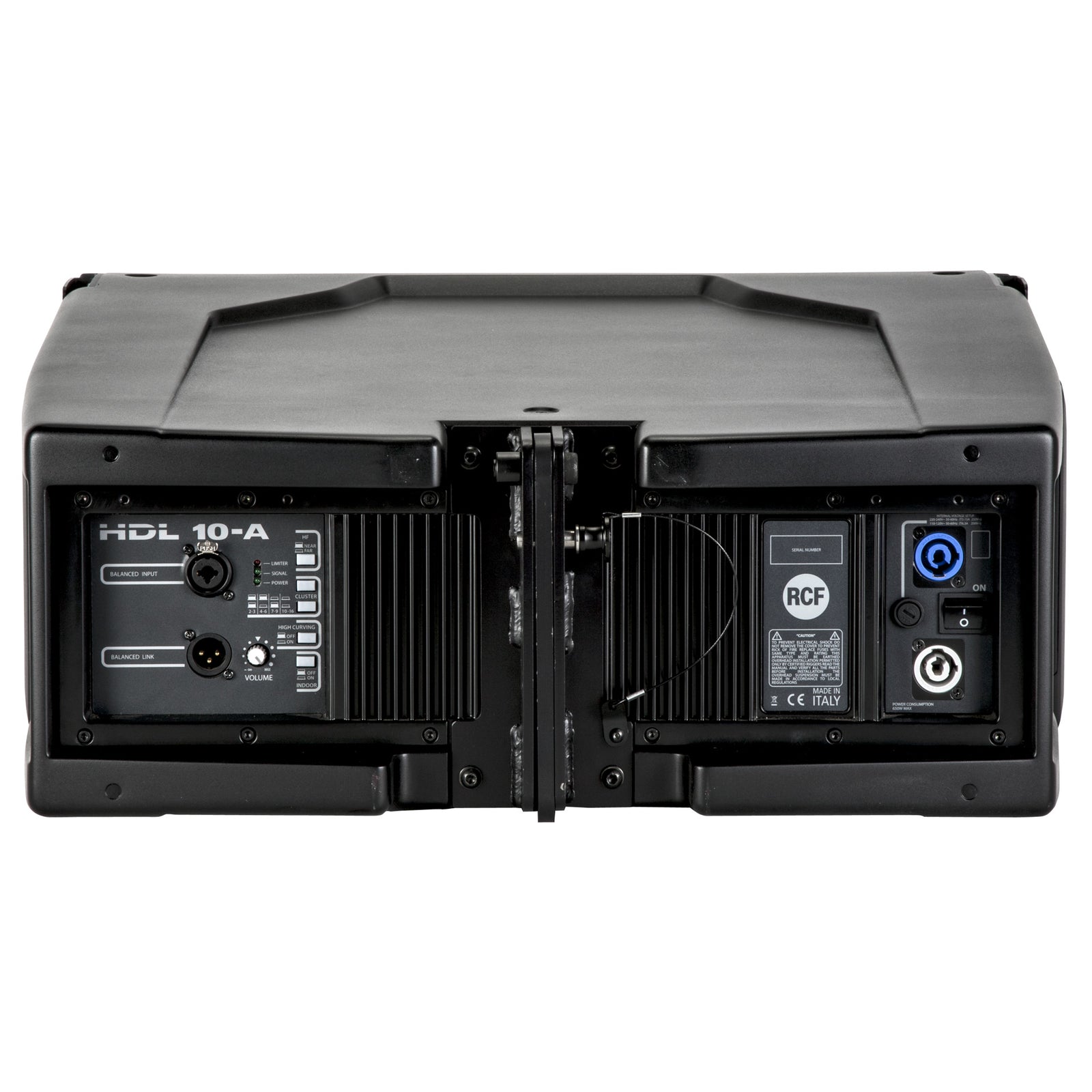RCF HDL10-A Active Line Array Module, rear connector panel with XLR and powerCON - Hollywood DJ