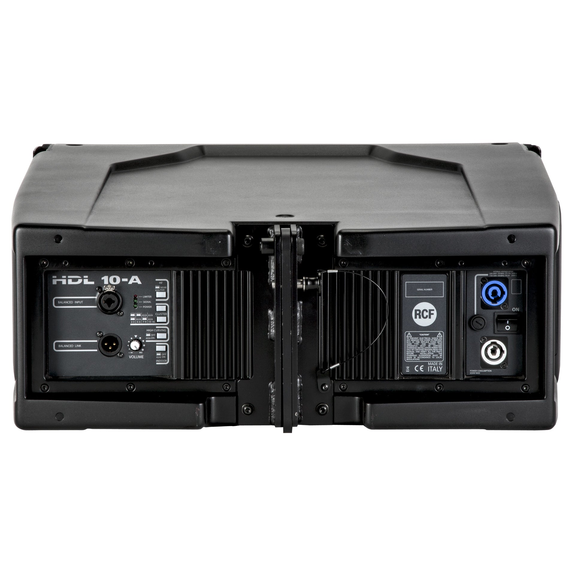 RCF HDL10-A Active Line Array Module, rear connector panel with XLR and powerCON - Hollywood DJ