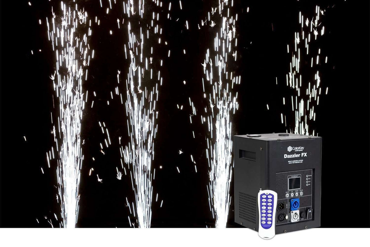 ColorKey Dazzler FX MK2 CKU-7710 Cold Spark Machine - Black, spark fountain effect with wireless remote - Hollywood DJ