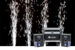 ColorKey CKU-7712 Dazzler FX MK2 2-Pack with Road Case - Black, two machines firing beside the road case - Hollywood DJ