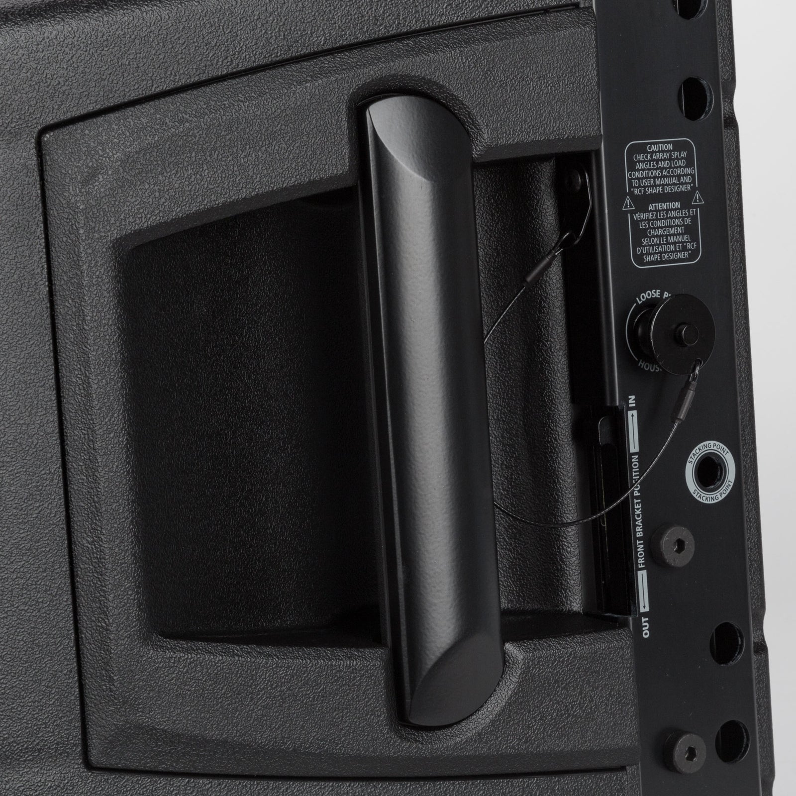 RCF HDL10-A Active Line Array Module, rigging hardware detail - Hollywood DJ