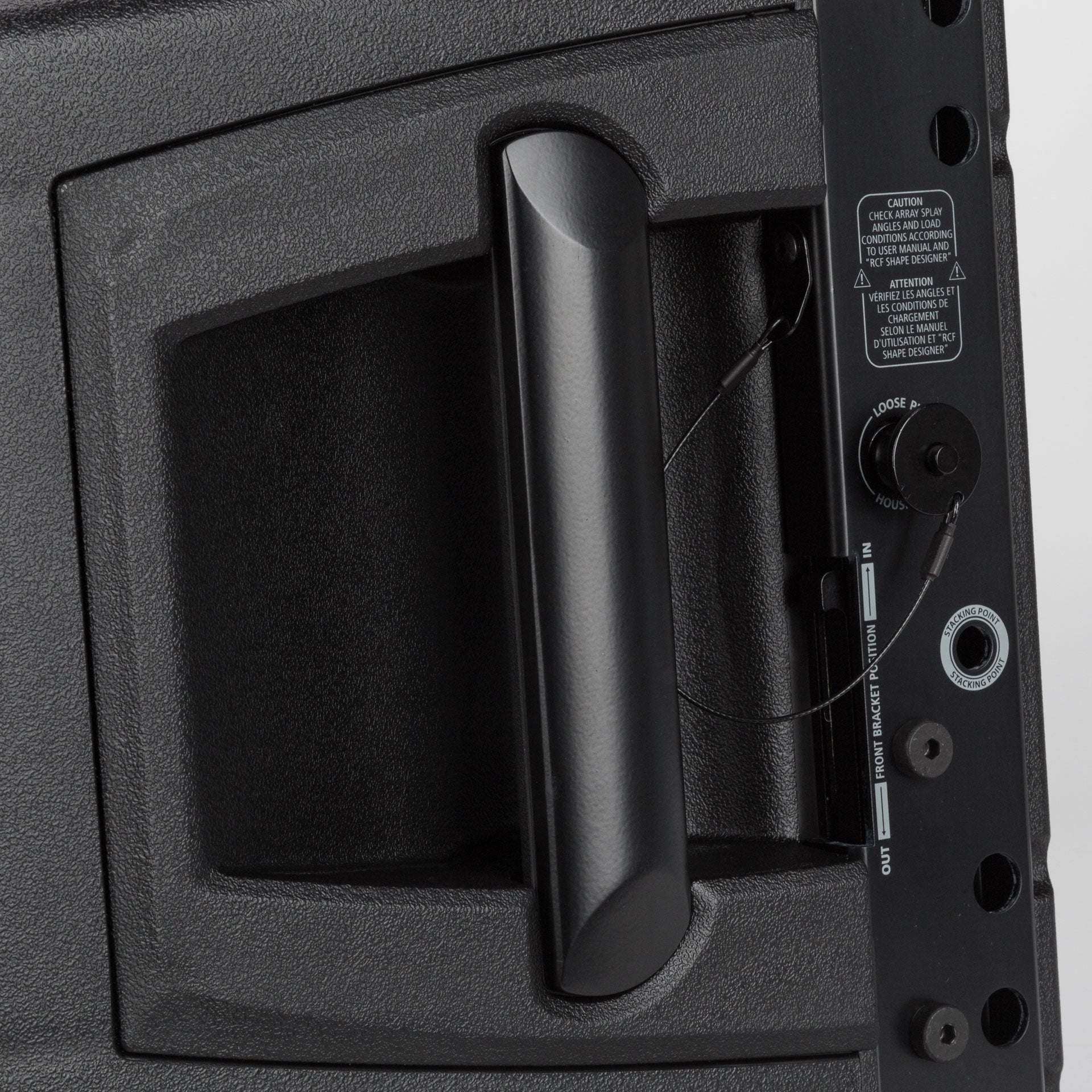 RCF HDL10-A Active Line Array Module, rigging hardware detail - Hollywood DJ