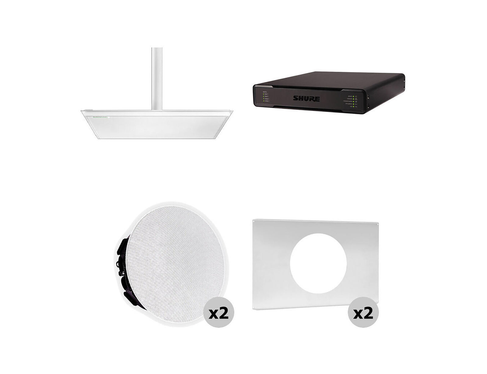 Shure 920P W-V Ecosystem Package Including 1 MXA920 Microphone, 1 P300-IMX Audio Processor, 2 MXN5W-C Ceiling Speaker and Tile Bridge by Shure