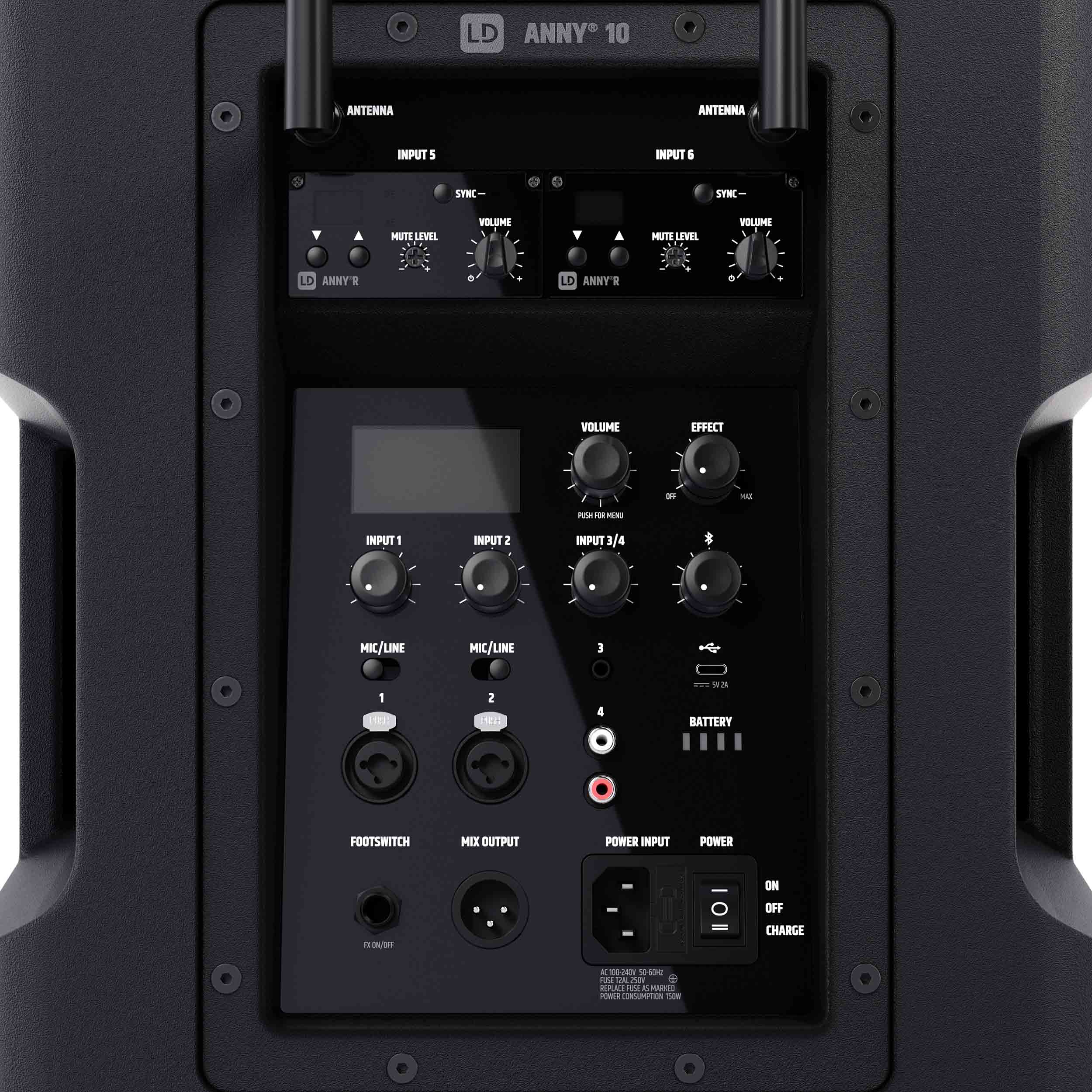 LD System ANNY 10 BPH 2 B4.7, 10" Portable Battery-Powered Bluetooth PA System with Mixer and 2x Headset Microphones Including Bodypacks by LD Systems