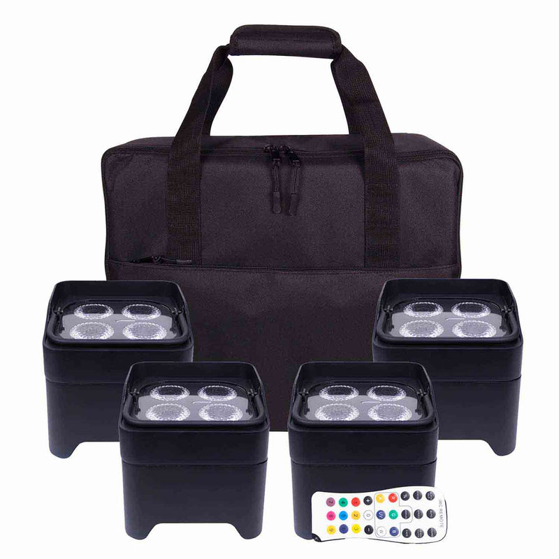 Colorkey DJ Package with 4 CKW-6024 MobilePar Mini Hex Uplight and Case by ColorKey