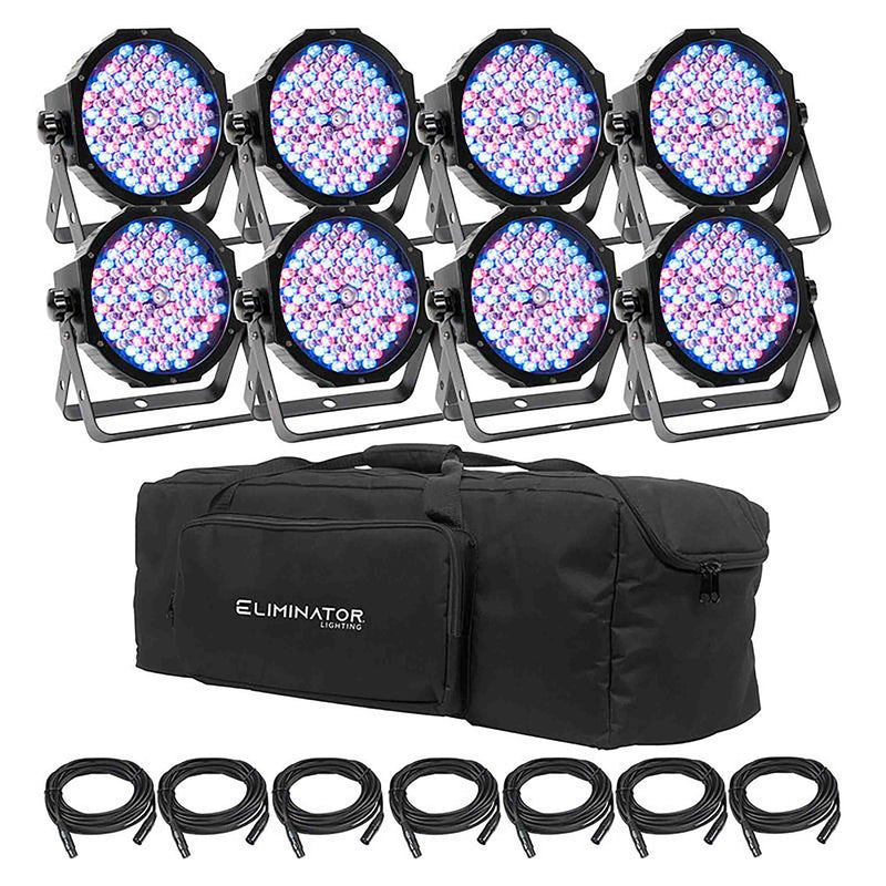 Eliminator Lighting Mega Flat PAK8 EP, Lighting Kit with 8x Mega Par Profile EP Pars by Eliminator Lighting