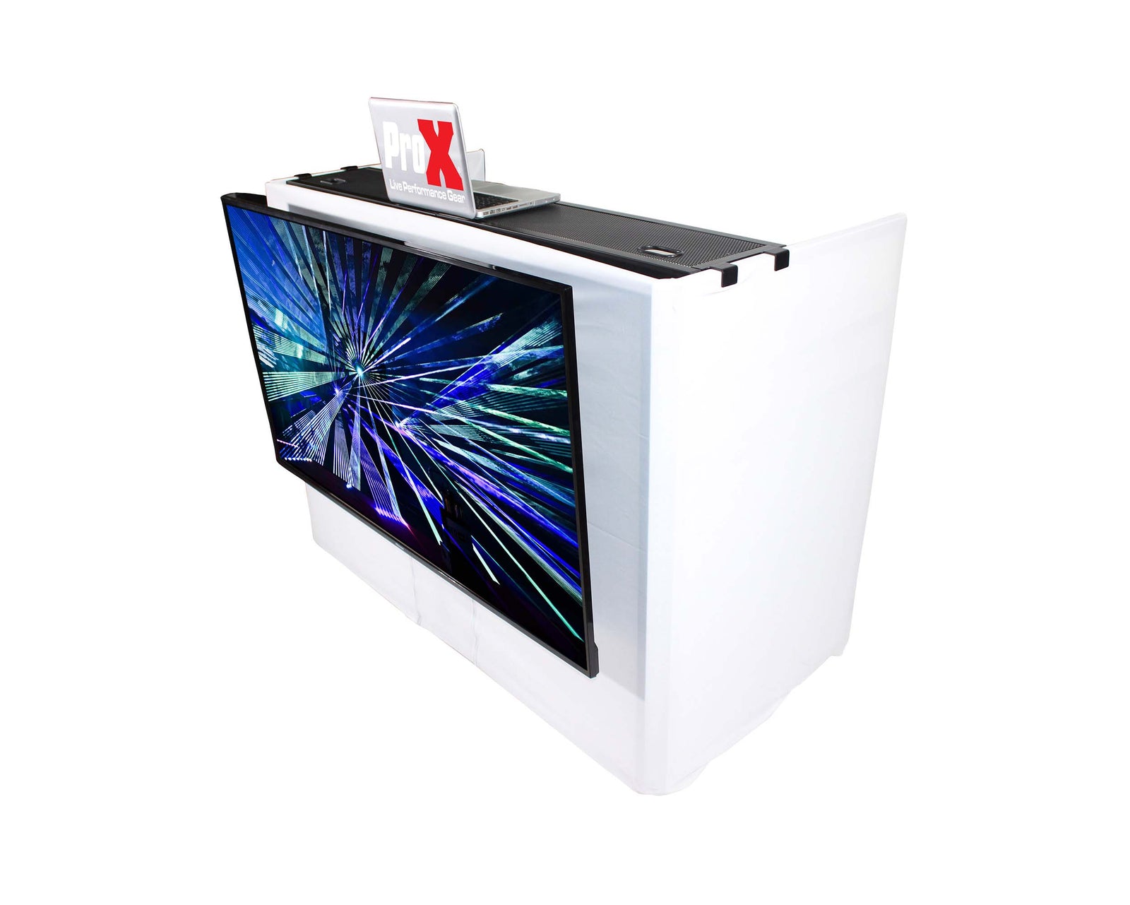 ProX XF-MESAMEDIATRUSSPKG, Full DJ Workstation Includes Truss TV Bracket Mount White and Black Scrims and Carry Bag by ProX Cases