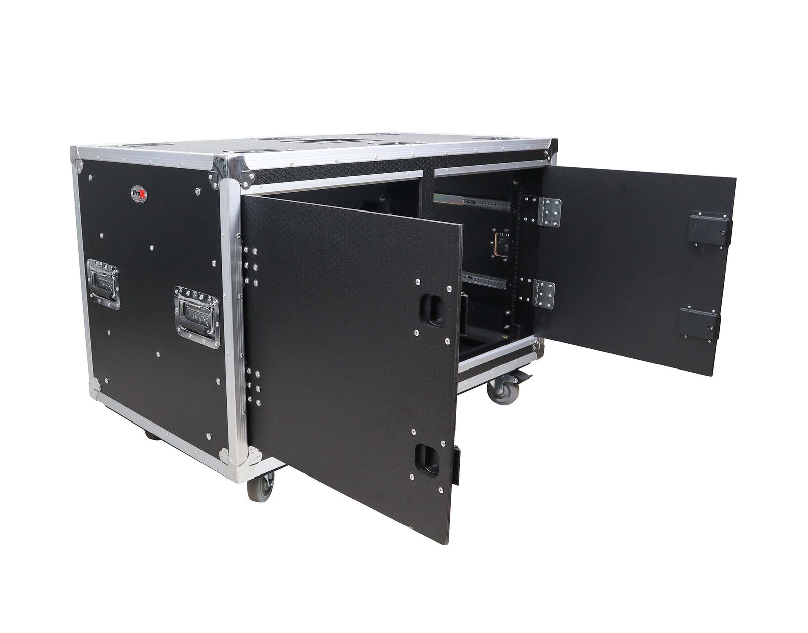 ProX XS-2X12USLAM24, 2X12U Deep Vertical Shock Mount Rack Case with Sliding Doors and 6 Caster Wheels - 24 Feet by ProX Cases