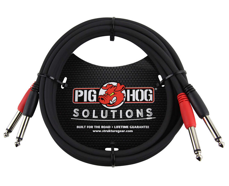 Pig Hog PD-21410, 1/4" to 1/4" Dual Cable - 10 Ft by PigHog