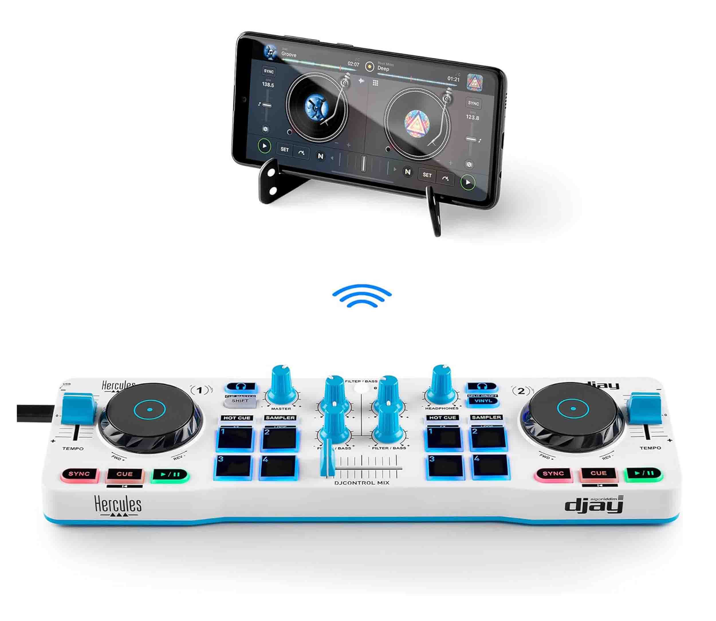 Hercules DJControl Mix Blue Bluetooth Wireless Controller for Smartphones by Hercules