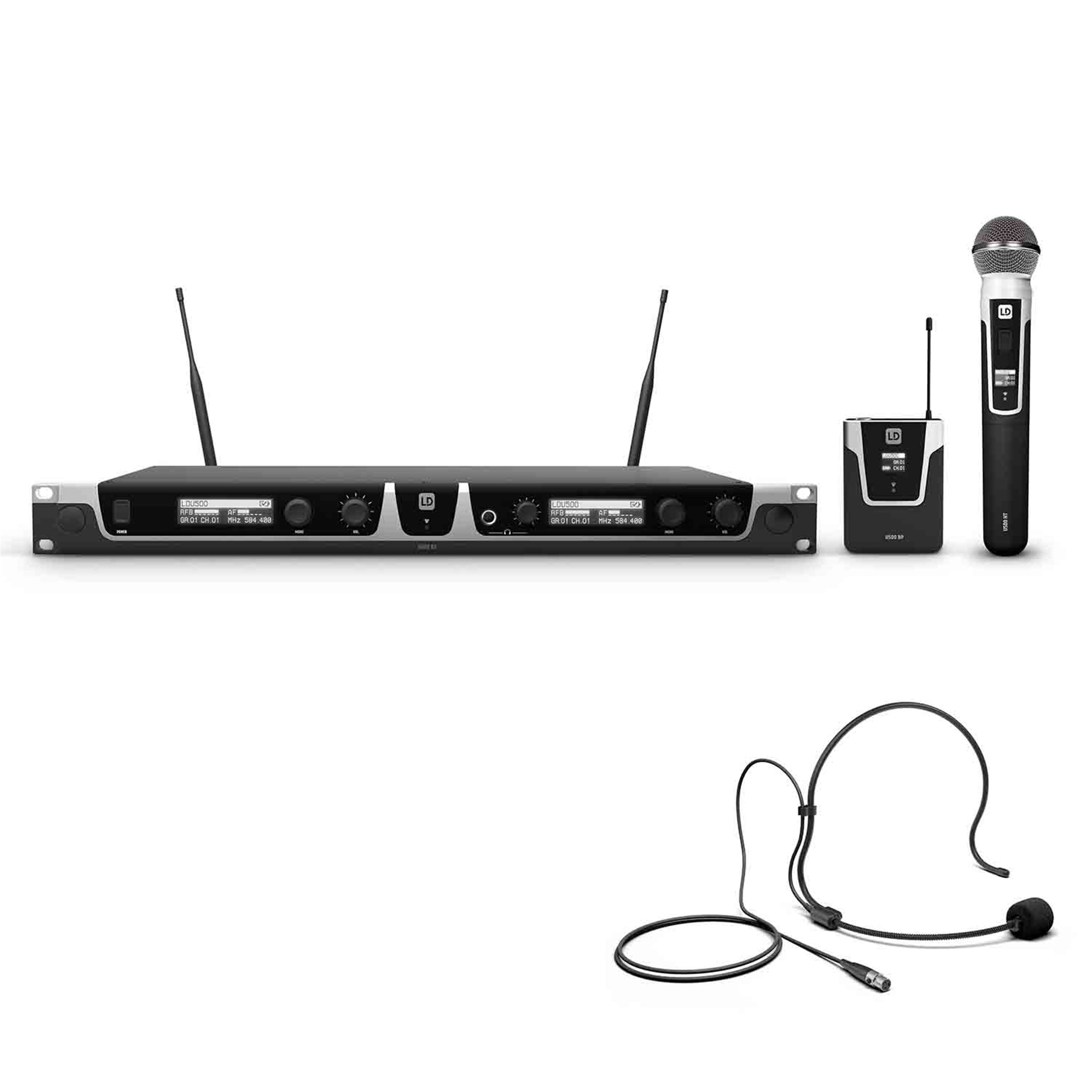 LD Systems U505 HBH 2 Wireless Microphone System with Bodypack, Headset and Dynamic Handheld Microphone by LD Systems