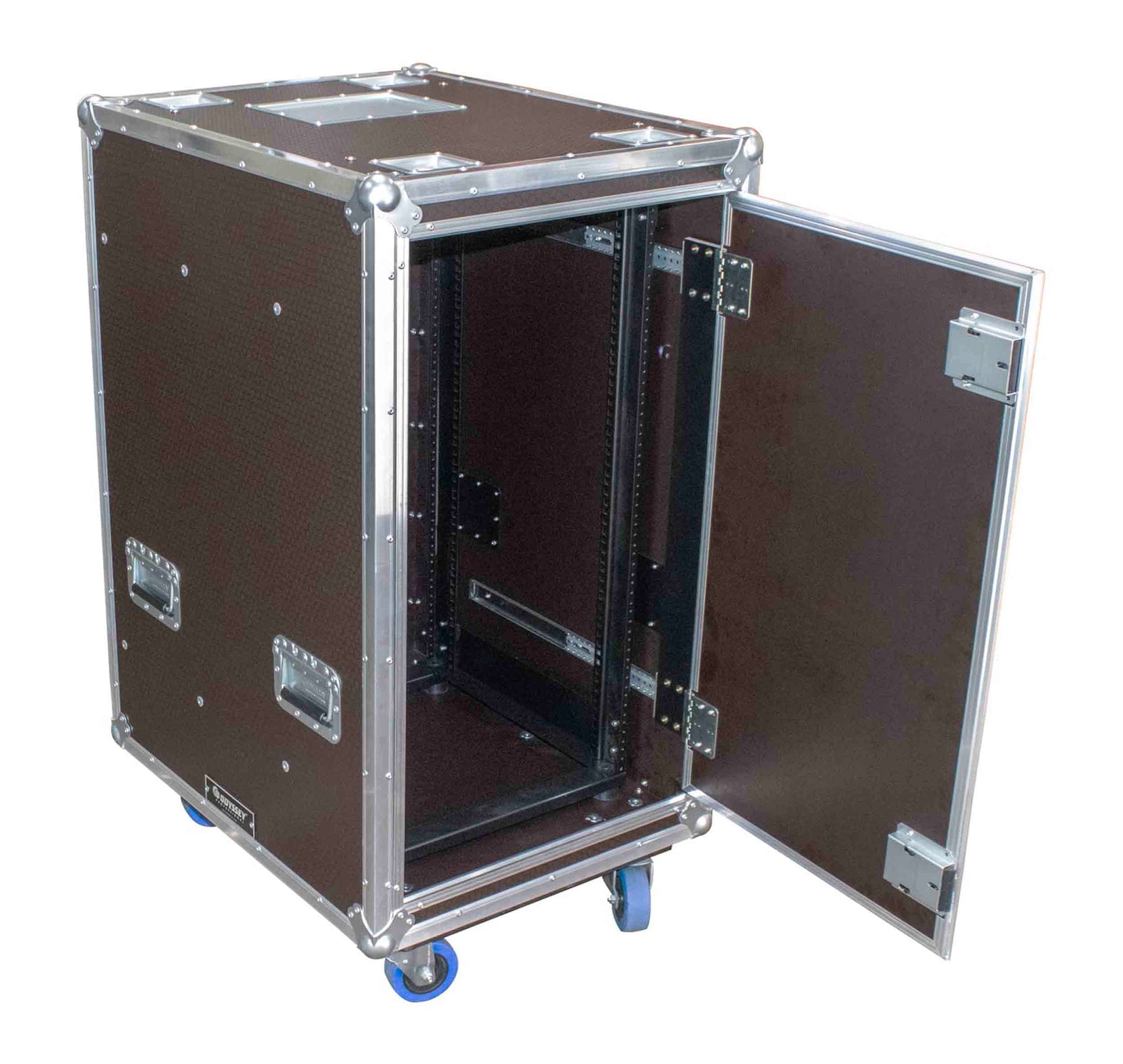 Odyssey OPSR20U243046WBRN, Professional 20U Brown Hex Board Slam Rack with Caster Wheels by Odyssey