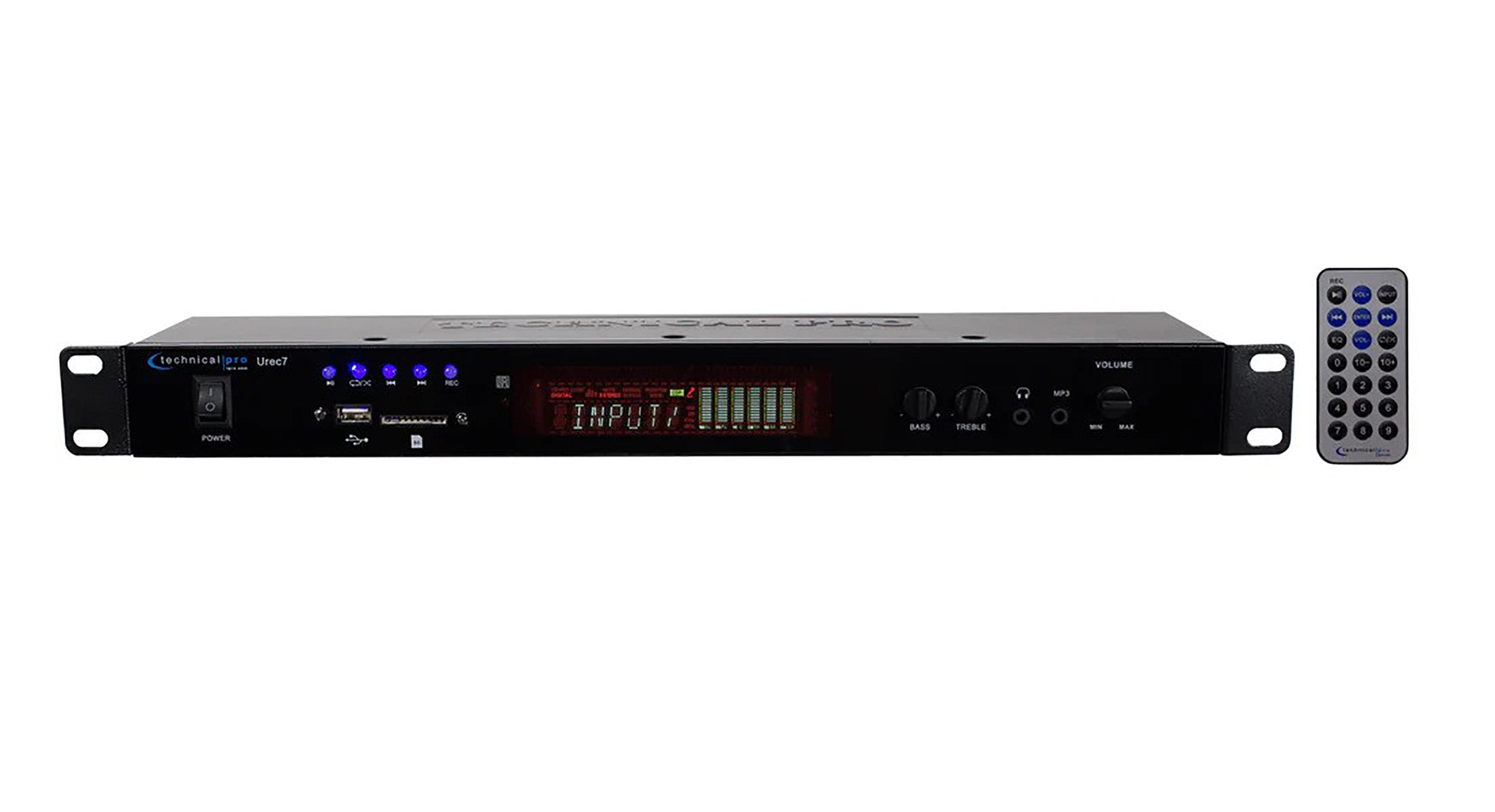 Technical Pro UREC7 Rack-Mountable USB/SD Recording Deck - Black by Technical Pro