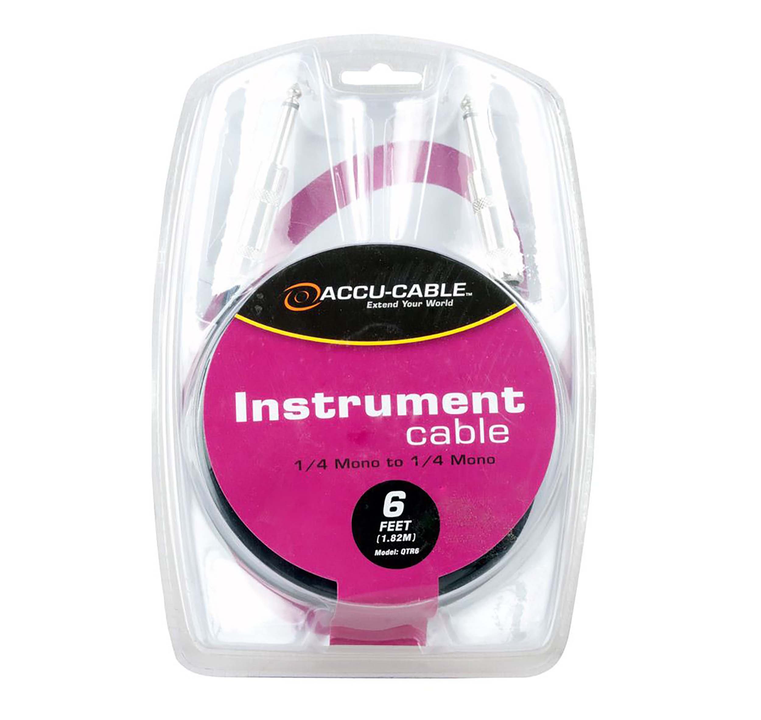 Accu-Cable QTR, 1/4-Inch Mono Male to 1/4-Inch Male Instrument Cable by Accu Cable