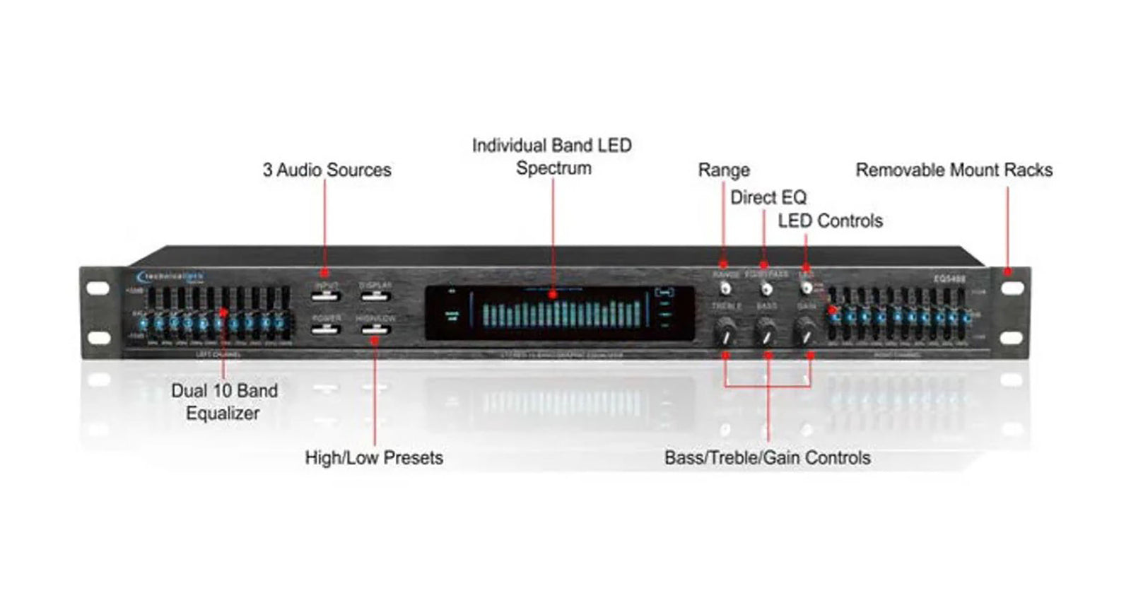 Technical Pro EQ5400 Professional Dual 10-Band Equalizer by Technical Pro