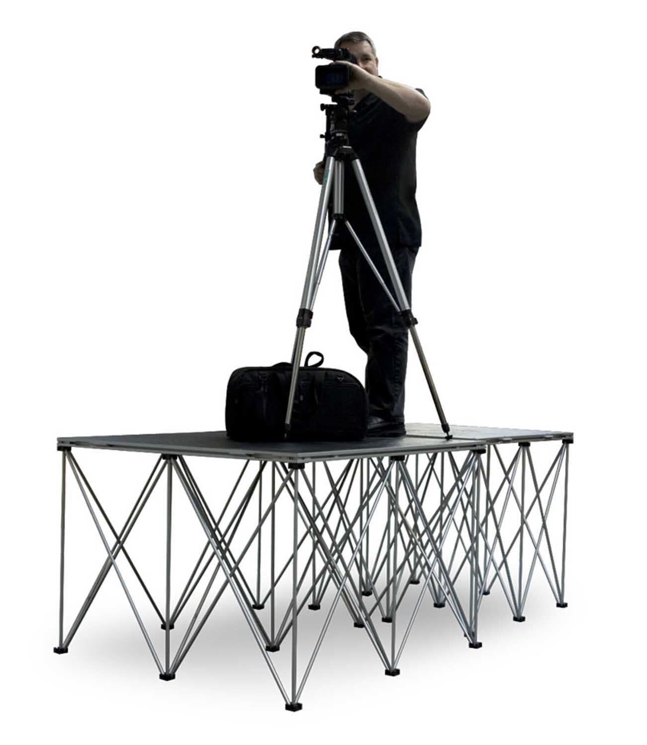 IntelliStage IS2CAMERA8C, Dual 4x4 ft Folding Camera Platforms with 8" Risers - Gray Carpet Finish