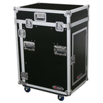 Odyssey FZ1316WDLX Deluxe 13U Top Slanted 16U Bottom Vertical Pro Combo Rack with Side Table and Casters