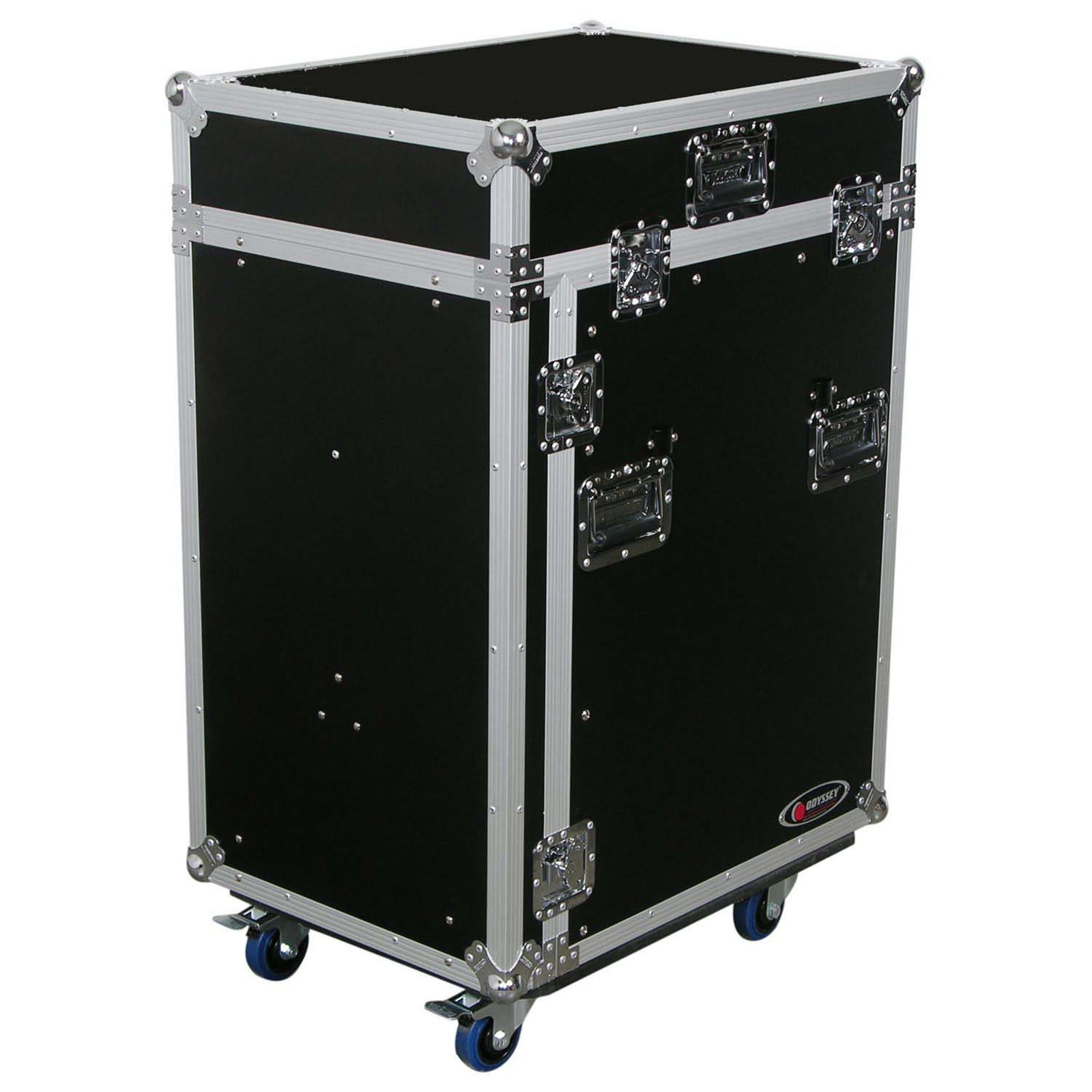 Odyssey FZ1316WDLX Deluxe 13U Top Slanted 16U Bottom Vertical Pro Combo Rack with Side Table and Casters