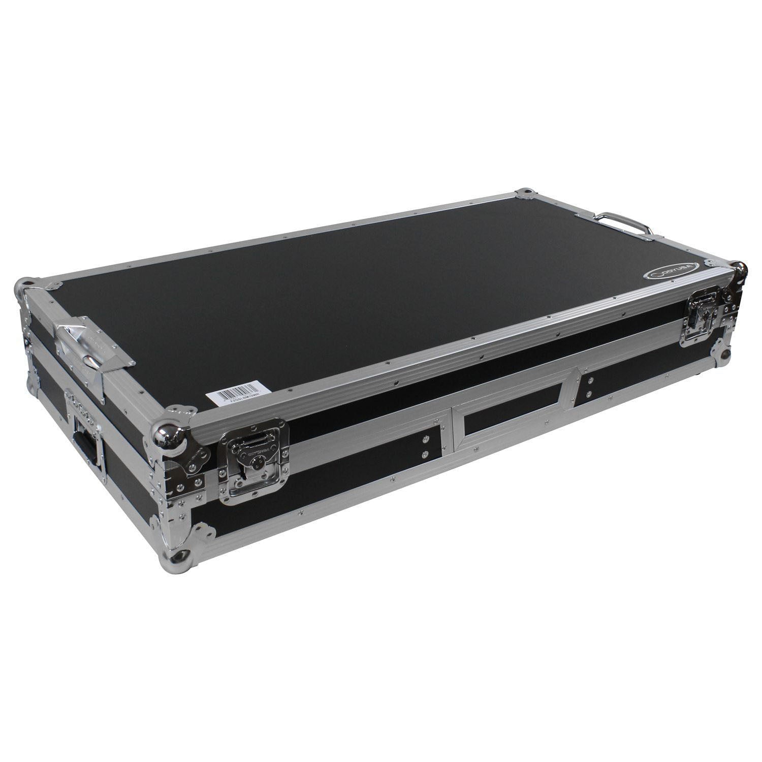 Odyssey FZGSLBM10WR Black Low Profile 10″ Format DJ Mixer and Two Battle Position Turntables Flight Coffin Case with Wheels and Glide Platform by Odyssey