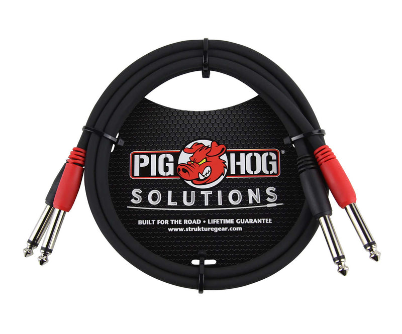 Pig Hog PD-21403, 1/4" to 1/4" Dual Cable - 3 Ft by PigHog