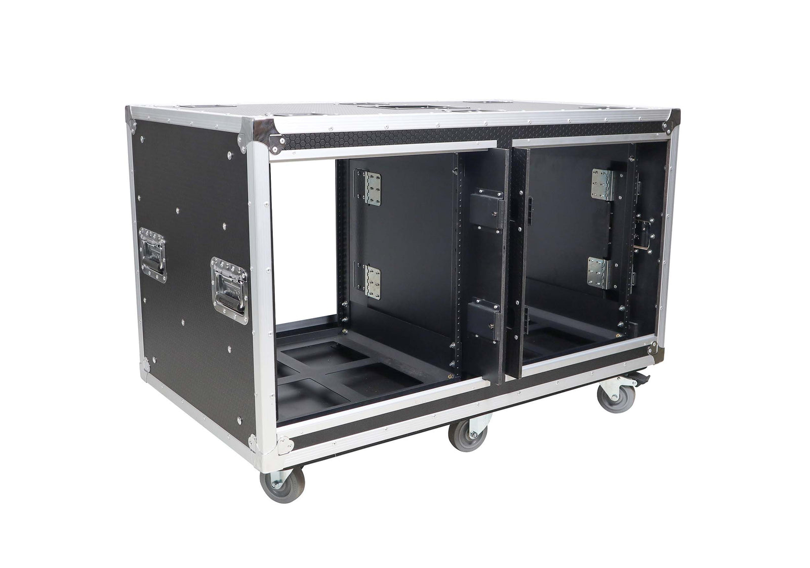 ProX XS-2X12USLAM24, 2X12U Deep Vertical Shock Mount Rack Case with Sliding Doors and 6 Caster Wheels - 24 Feet by ProX Cases