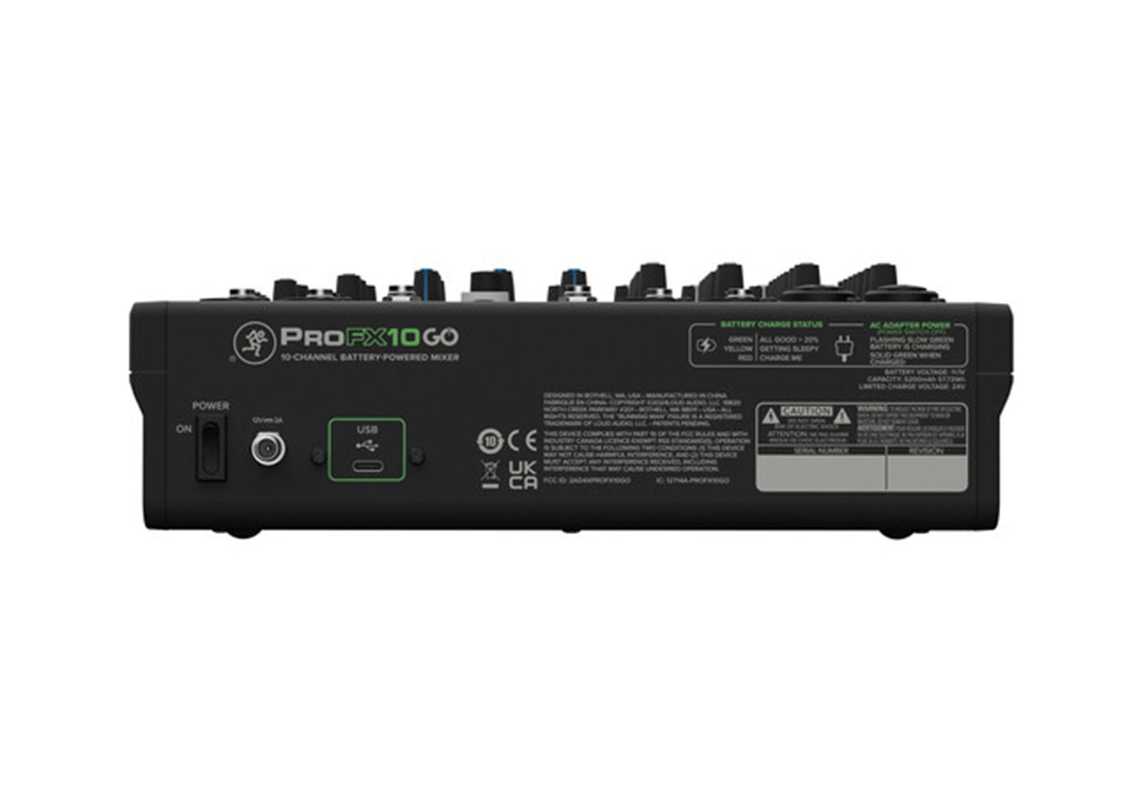 Mackie ProFX10GO, 10-Channel Battery-Powered Mixer with FX, USB, and Bluetooth by Livid Instruments