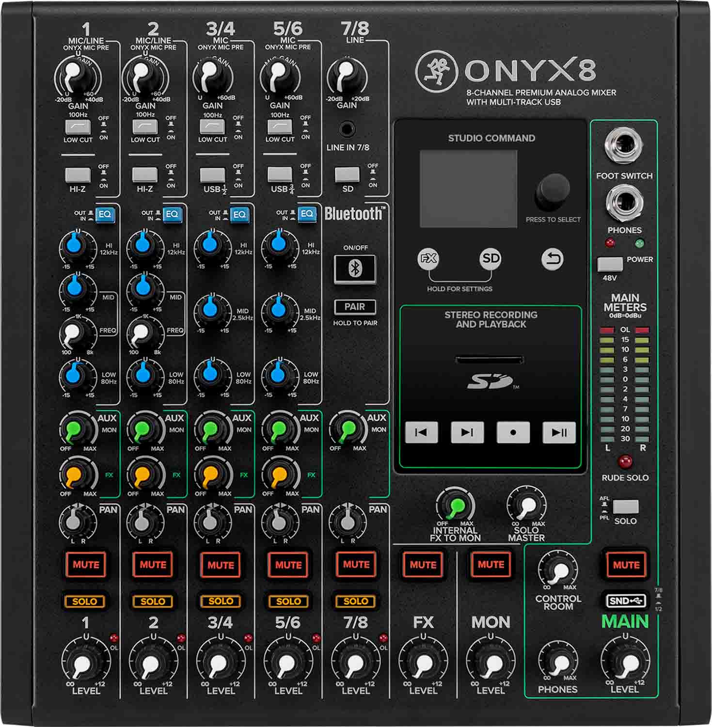 Mackie Onyx8, 8-Channel Premium Analog Audio Mixer + Multitrack USB Recording by Mackie