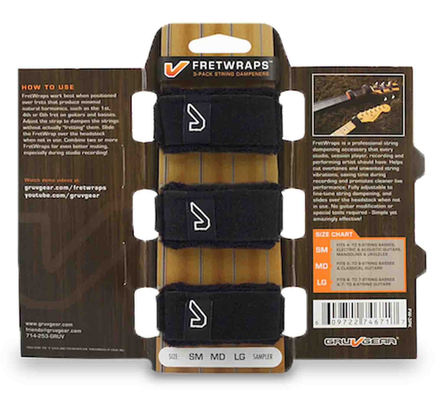Gruv Gear FW-3PK-MD FretWraps 3-Pack String Muters, Medium, Black by Gruv Gear