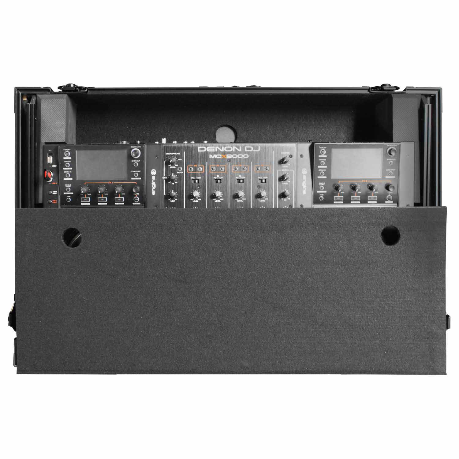 B-Stock: Odyssey FZGSMCX8000W2BL Flight Case for Denon MCX8000 DJ Controller with 2U Rack Space, Wheels, and Glide Platform - Black by Odyssey