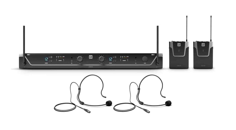 LD Systems U305.1 BPH 2 Dual Wireless Microphone System with 2 x Bodypack and 2 x Headset - 514 to 542 MHz