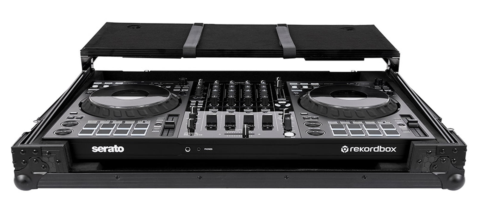 Headliner HL10013 Pitch Black Flight Case for DDJ-FLX10 with Laptop Platform and Wheels by Headliner