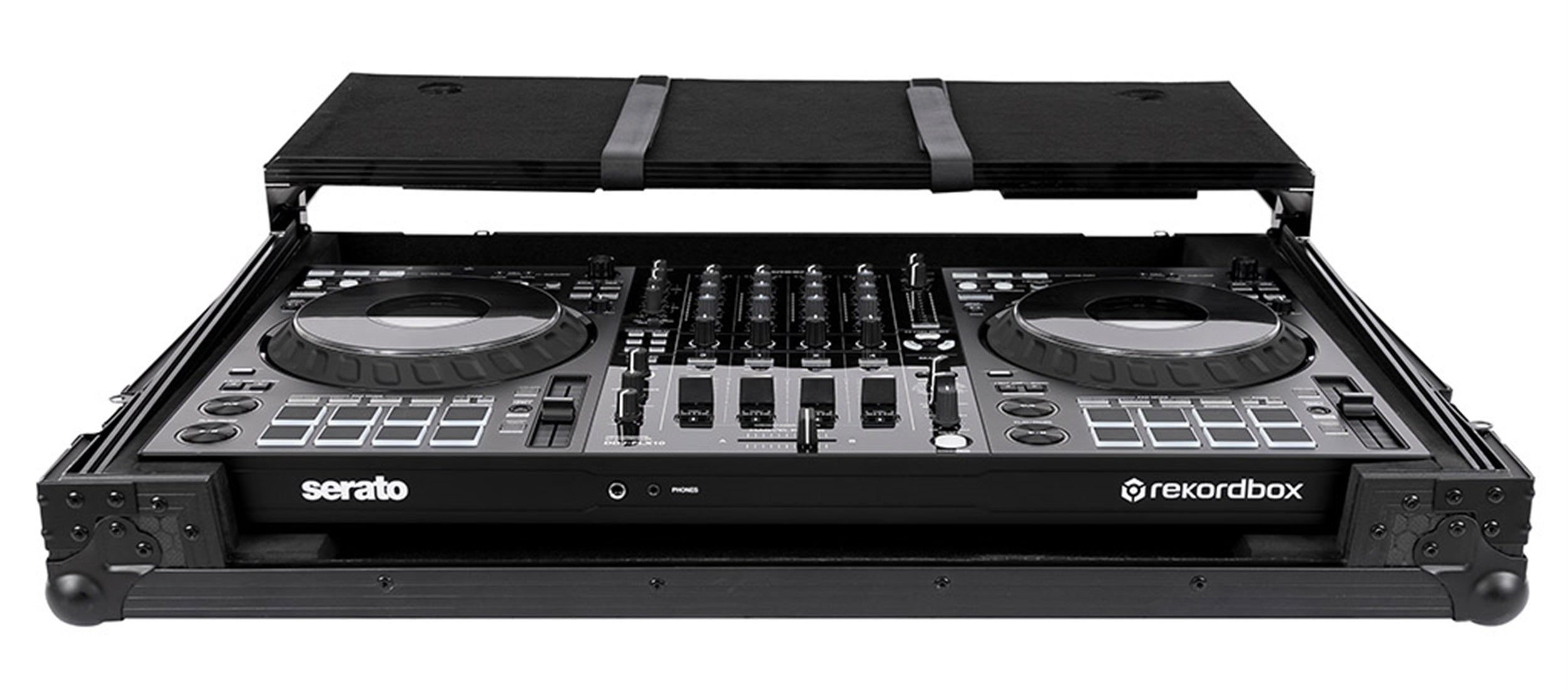 Headliner HL10013 Pitch Black Flight Case for DDJ-FLX10 with Laptop Platform and Wheels by Headliner