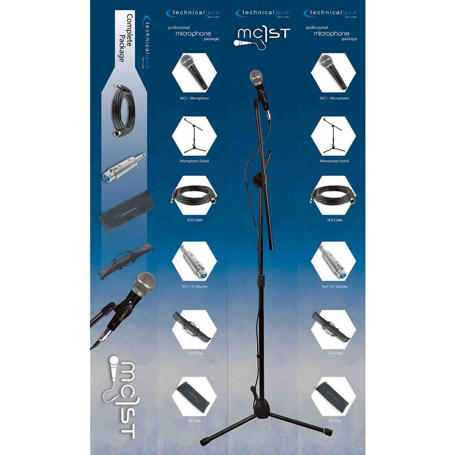 Technical Pro TLDMC1ST Tripod Boom Microphone with Stand by Technical Pro