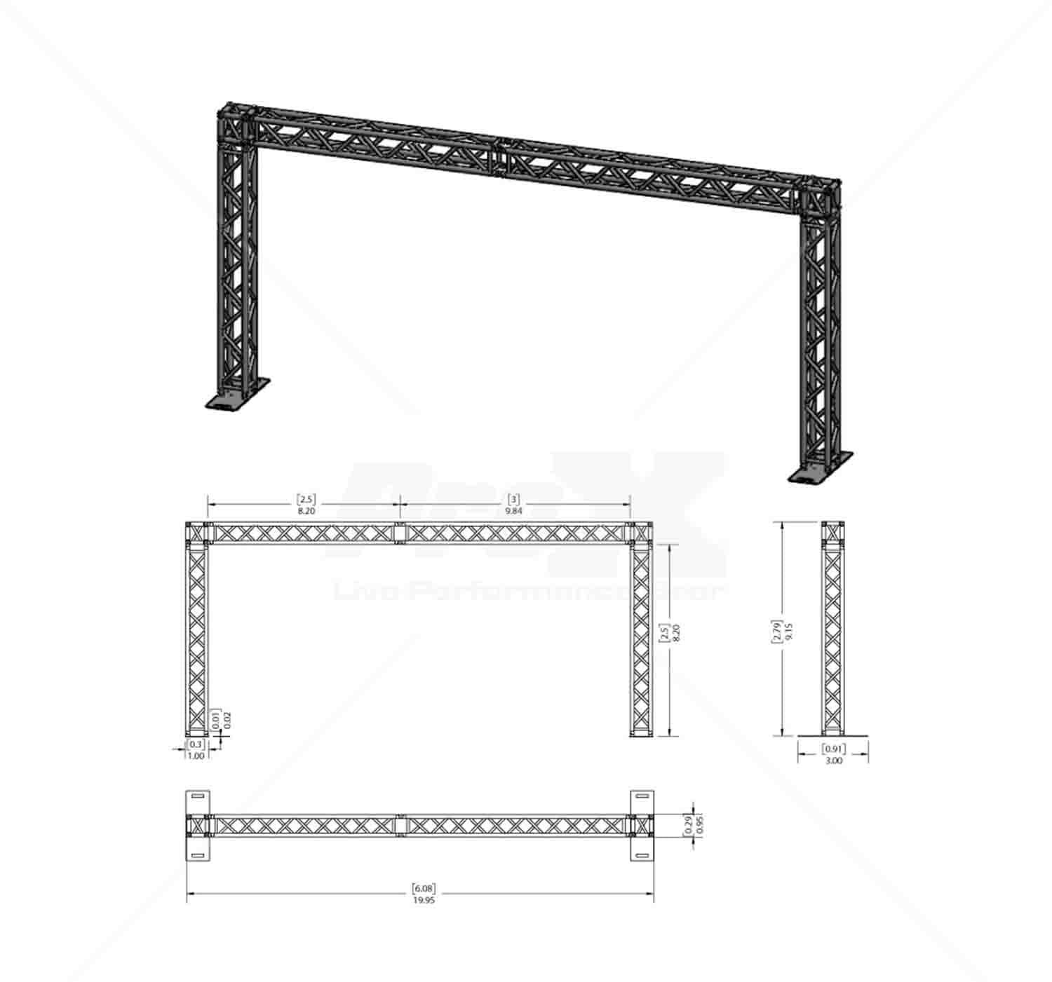 ProX XTP-999X Tradeshow Booth 9.42 W X 9.42 L X 9.20 FT H with X Shape Design in center - 2mm Heavy Duty Truss by ProX Cases