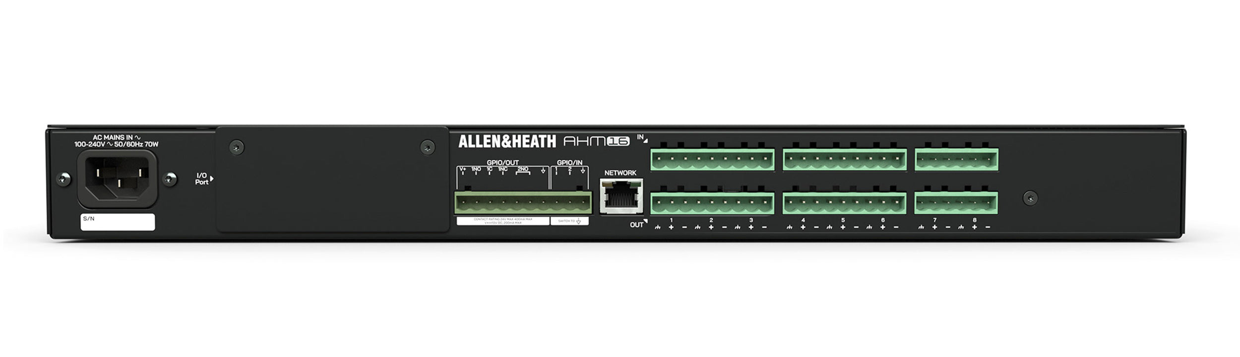 Allen & Heath AHM-16, 1RU 16x16 Audio Matrix Processor with 8x8 Local Analog I/O by ALLEN & HEATH